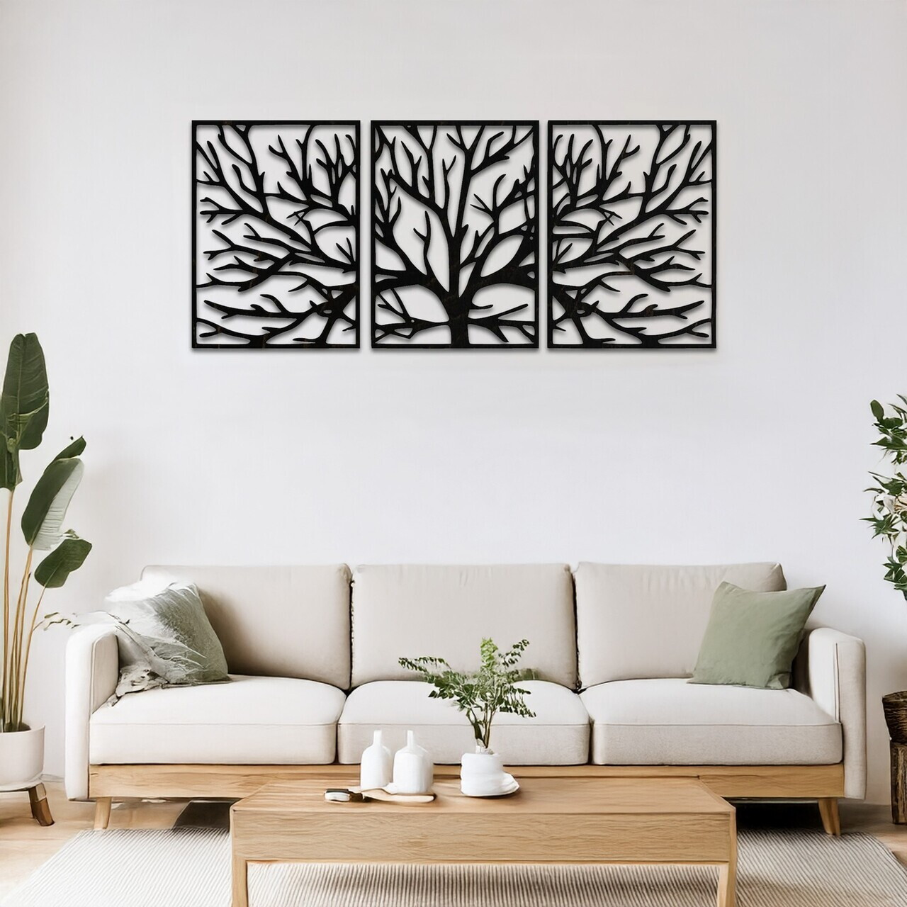 Set de accesorii decorative de perete din metal, DCV-1108-MT, Dimensiune: 37 x 50 cm (3 bucăți), Negru — imaginea 2