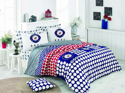Lenjerie de pat dubla king (bl), bhpc 010 - dark blue, beverly hills polo club, bumbac ranforce