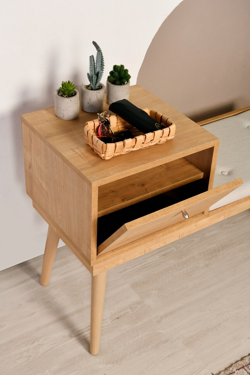 Banca, Wolina, Urban, 105x40x45 cm, Lemn de carpen, Stejar / Crem - 2 | YEO
