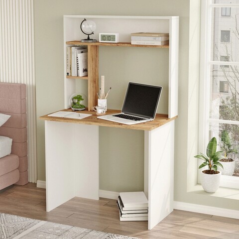 Birou, locelso, br2-aw, 90x148.6x51.6 cm, pin atlantic / alb