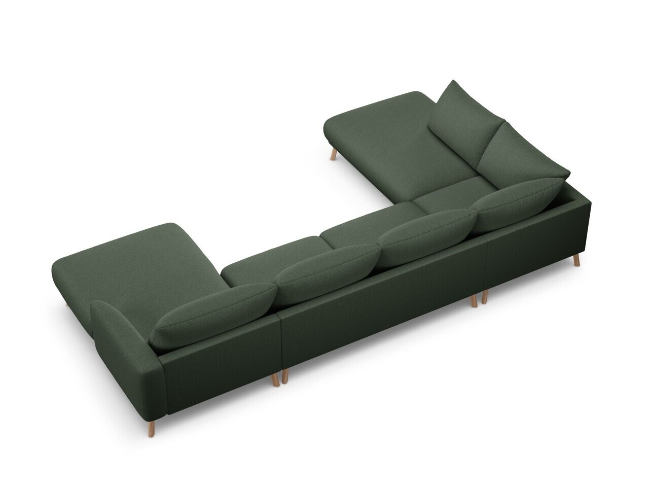 Coltar panoramic stanga 6 locuri, Naomi, Micadoni Home, 365x235x75 cm, tesatura structurata, verde muschi — imaginea 4