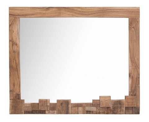 Oglinda decorativa mumbai, mauro ferretti, 90x75 cm, lemn de salcam, maro