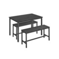 Set masa si 2 banci, Vasagle, 110x70x75 cm/97x30x50 cm, PAL/otel, negru