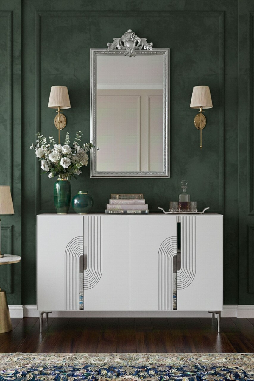 Consola, Hanah Home, Meyra 120, 120x75x32 cm, Alb / Argintiu - view 5