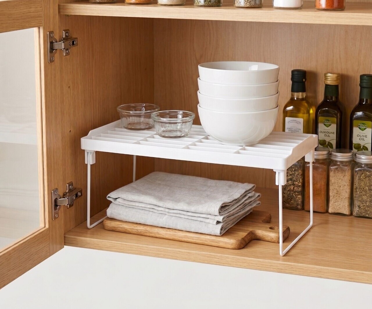 Organizator pentru frigider, Hermia, 734LRN1115, Dimensiune: 30 x 14 x 16 cm (4 bucăți), Alb