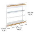 Suport multifunctional pentru bucatarie, Wenko, Magna, 33 x 8 x 34 cm, metal/bambus, alb/egru