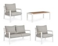 Set mobilier pentru gradina/terasa 4 piese Ernst, Bizzotto, aluminiu/placaj/poliester, alb