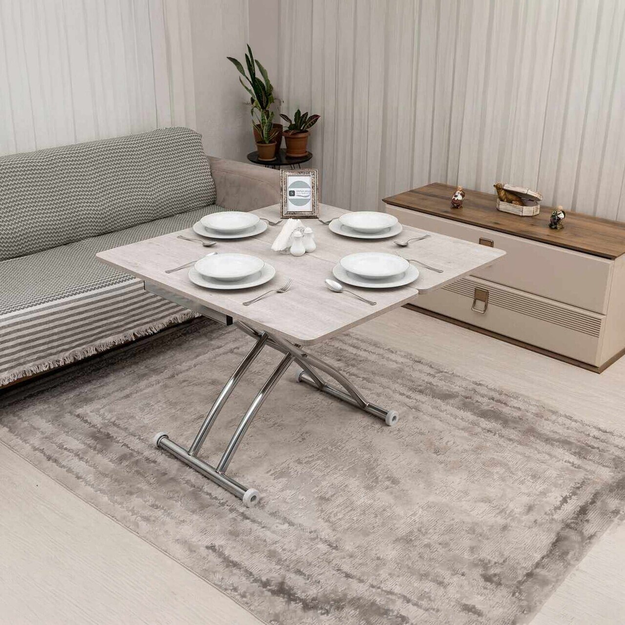 Masuta de cafea, Hanah Home, Mini Juppo Ext, MDF, Lisabona / Chrome — imaginea 3