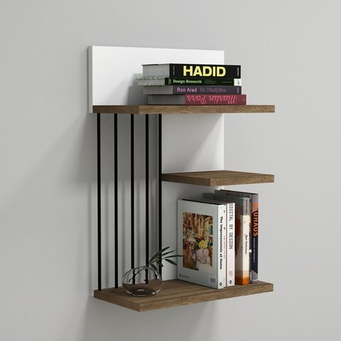 Raft pentru perete nezma, puqa design, 40x21,4x60 cm, alb/aluna