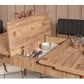 Set masa cu 2 scaune si 2 banchete, Vella, Vina, pal melaminat, maro/antracit