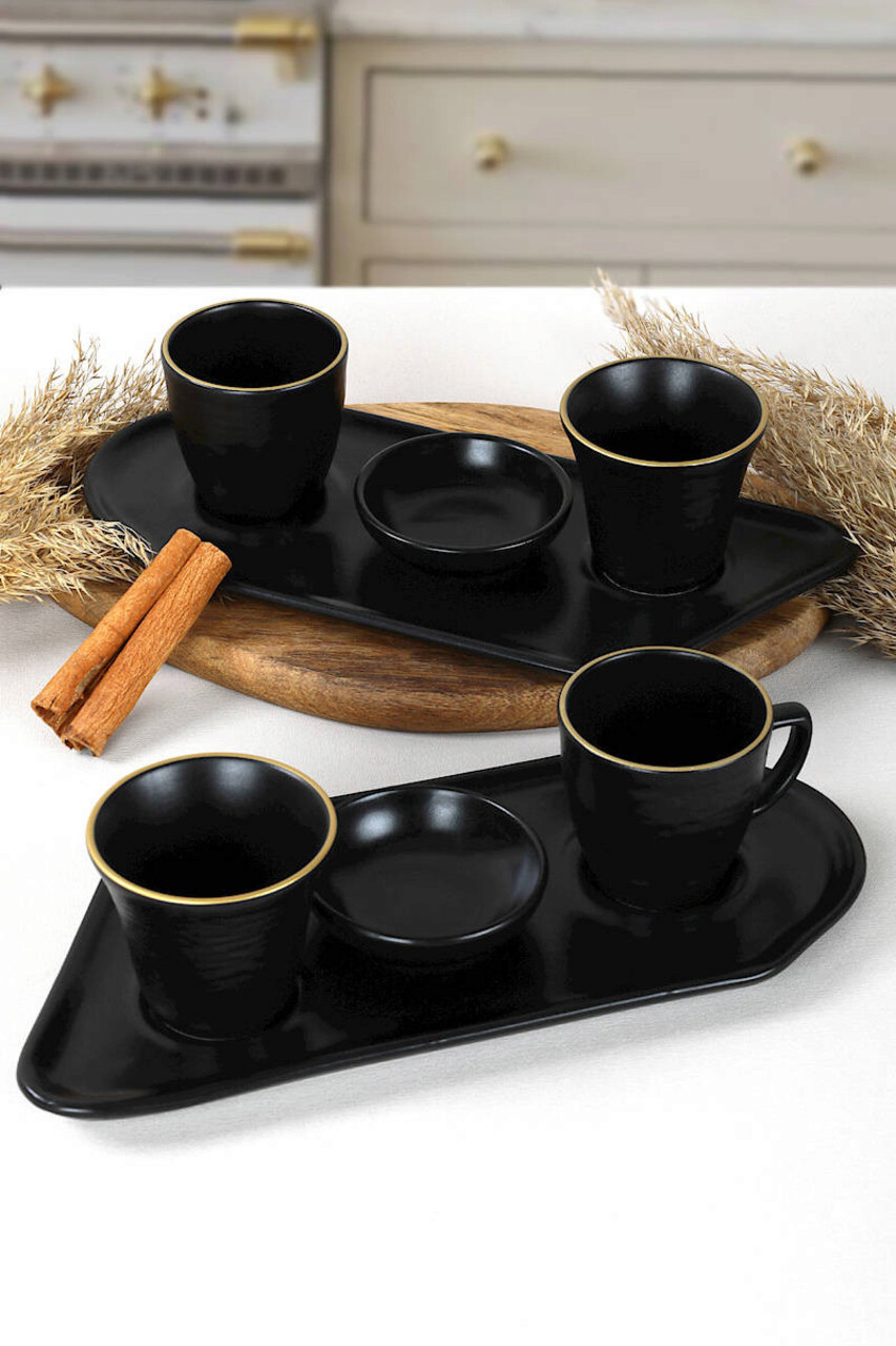 Set cesti de cafea Keramika 275KRM1196 Ceramica Aur/Negru