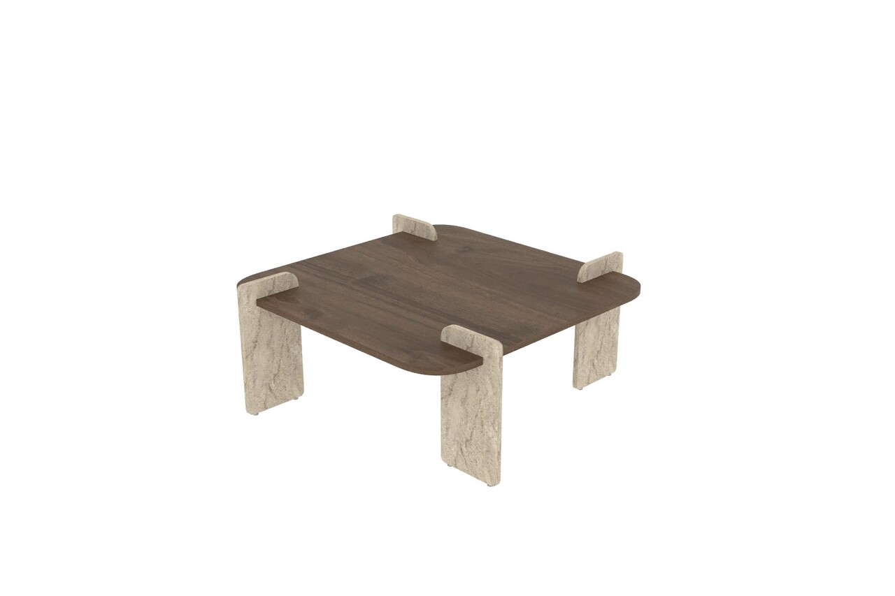 Masuta de cafea, Hanah Home, Afrolli, 90x35x90 cm, PAL, Travertin / Nuc - view 5