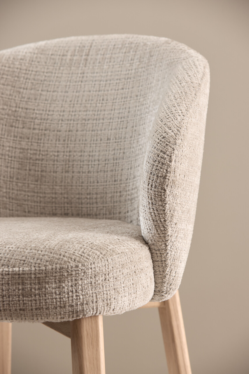 Scaun Darlene, Actona, 55.5x60x80.5 cm, tesatura Chenille/lemn de stejar, bej/natural - view 7
