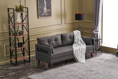 Canapea extensibila comfort, balcab home, 3 locuri, 205x80x80 cm, lemn, antracit