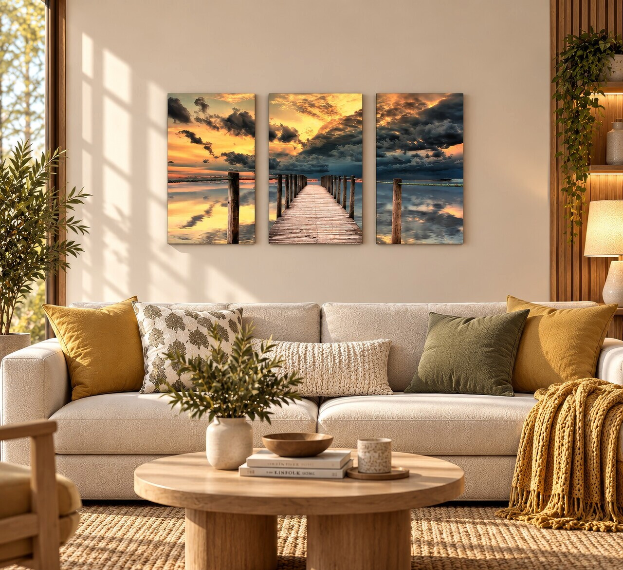 Tablou decorativ, 3PAN-CNV-3013, Dimensiune: 60 x 40 cm (3 bucăți), Multicolor