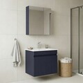 Set Dulap de Baie cu Chiuvetă și Oglindă (2 Piese), Hanah Home, Tivoli 65, Albastru marin mat