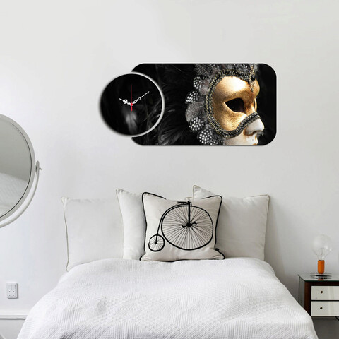 Set ceas si tablou decorativ, yms-47, mdf , dimensiune: 68 x 32 cm, multicolor