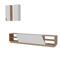 Mobilier pentru living Zebra, Decorotika, 3 piese, 240x37.5x47 cm, alb/natural