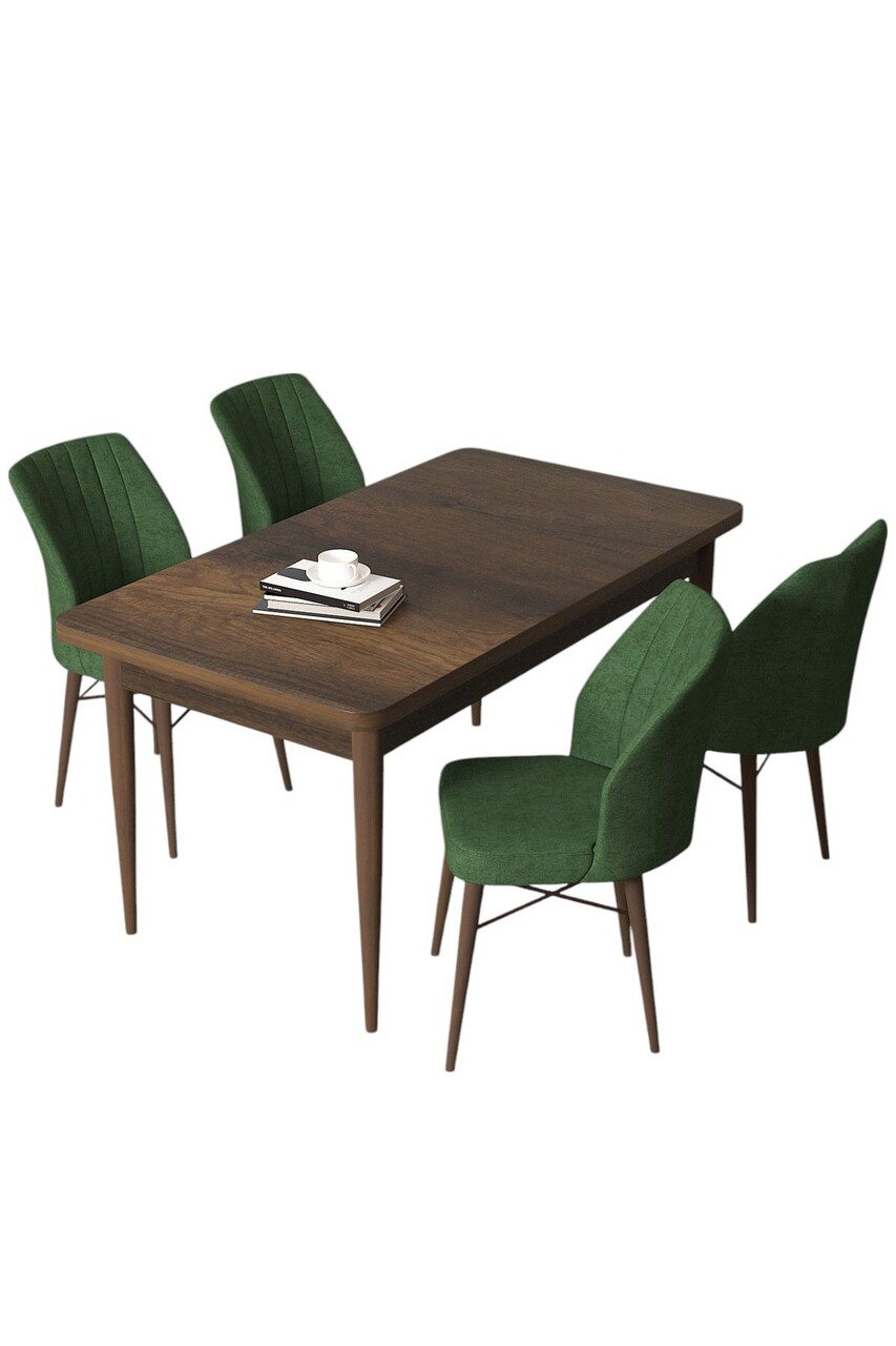 Set masă și scaune (5 bucăți), Hanah Home, Arp, Baroc / Kaki - view 2