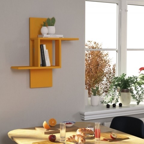 Raft pentru perete, Homitis, Mill - Mustard, 20x64x70 cm