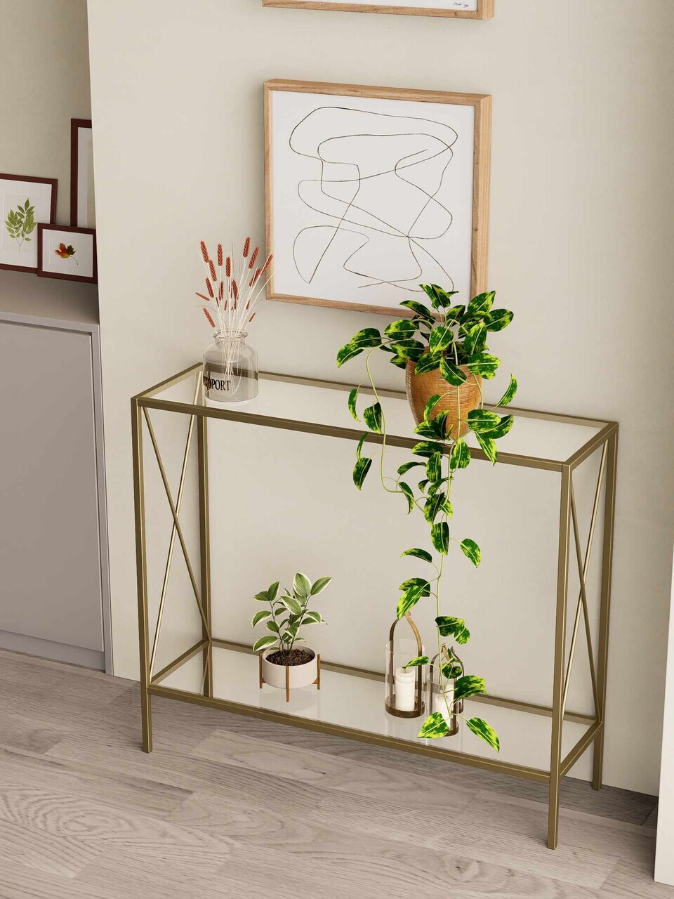 Bufet, Hanah Home, Florya, 80x85x30 cm, Auriu