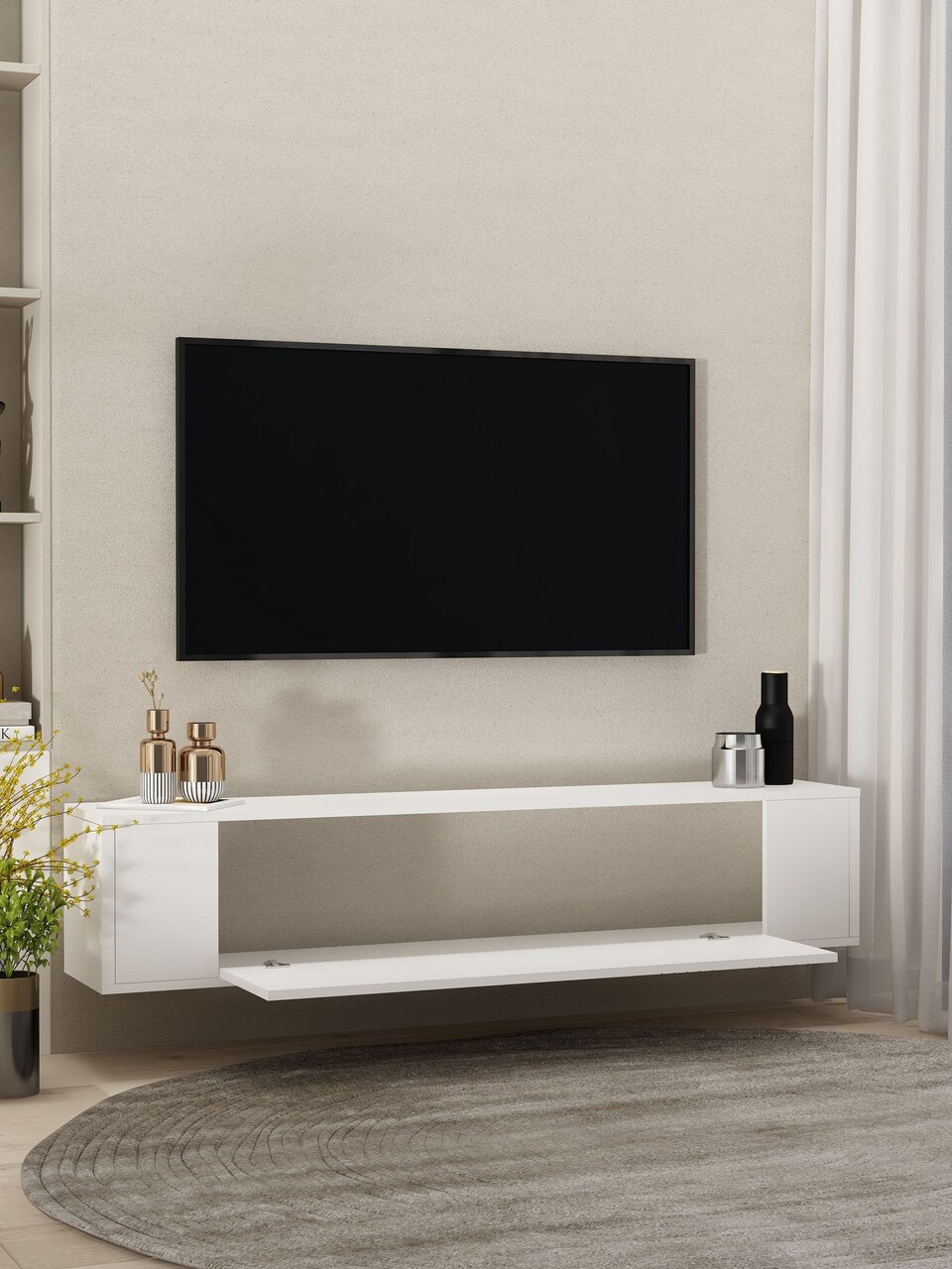 Comoda TV, Hanah Home, Restos, 120x33.2x26.4 cm, PAL , Alb - view 3