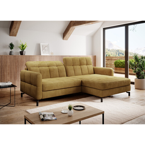 Coltar extensibil dreapta 3 locuri ELTAP, Lore-06, Lorelle, 225x160x105 cm, lemn/poliester, mustar
