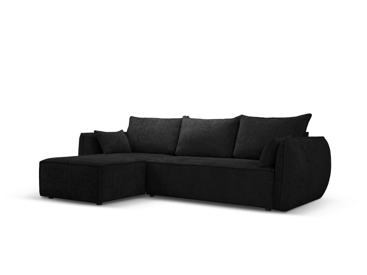 Coltar extensibil stanga 4 locuri, Kaelle, Micadoni Home, BL, 252x165x87 cm, poliester chenille, negru - 1 | YEO