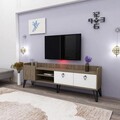 Comoda TV, Arnetti, Prime, 180x59x33 cm, PAL, Alb/Maro