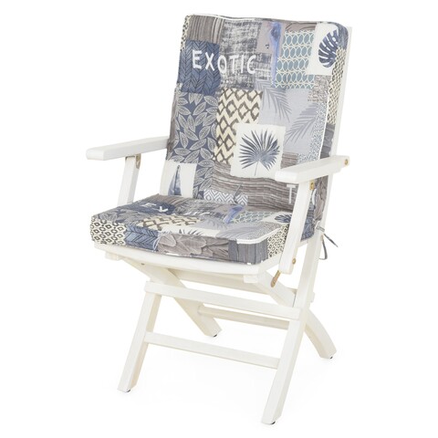 Scaun pliabil cu brate, Tropical, 59x60x95 cm, alb