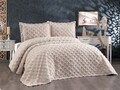 Set cuvertura de pat dubla 3 piese, L'essentiel Maison, Harem, Tesatura Chenille, Cappuccino