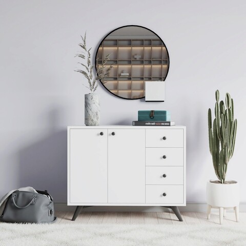 Dulap multifunctional, mod design, waga, 100x82x35 cm, alb