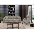 Set canapea extensibilă, Unique Design, 867UNQ1520, Lemn de carpen, Gri