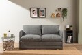 Canapea extensibilă cu 2 locuri, Futon, 859FTN2888, Metal , Gri deschis
