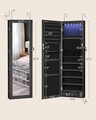 Cabinet pentru bijuterii cu oglinda si fixare usa/perete Songmics, 36.7 x 10 x 120 cm, PAL, negru