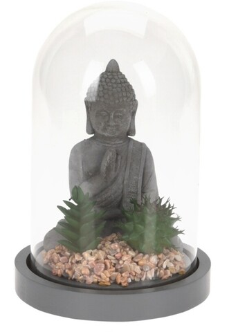 Decoratiune Buddha w cactus, 14×21 cm, polipropilena, gri