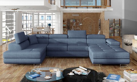 Coltar extensibil stanga 6 locuri ELTAP, Rod-25, Rodrigo, 345x202x90 cm, lemn/poliester, albastru