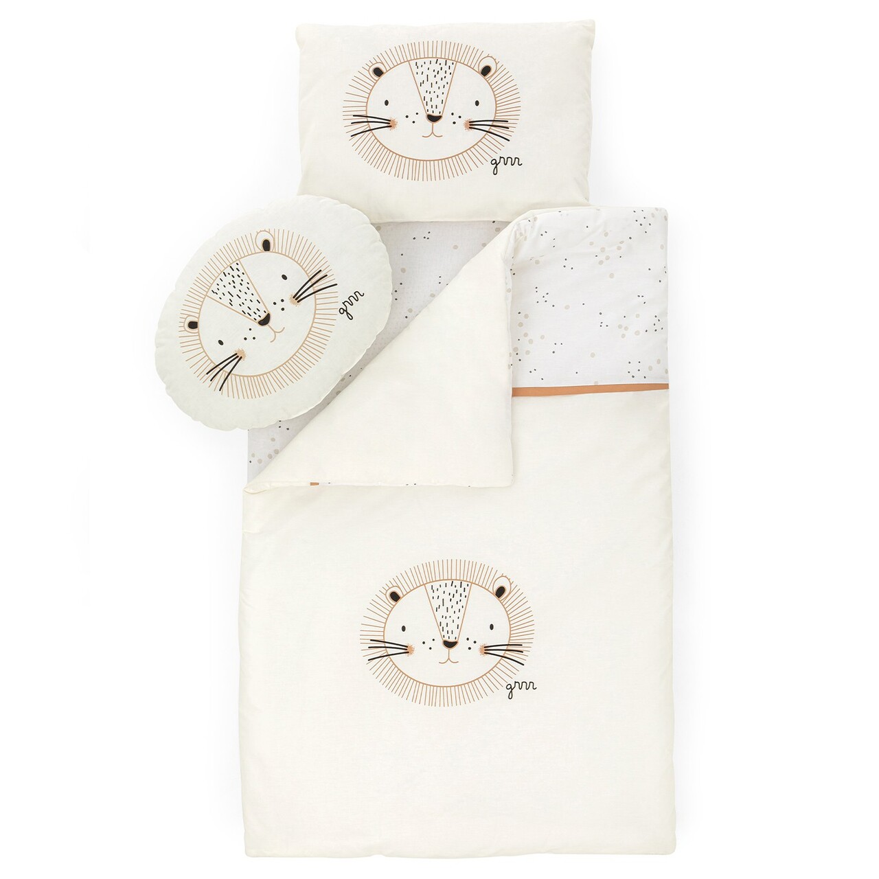 Set de dormit pentru bebelusi cu protectie laterala, Wallxpert, Baby Lion, Bumbac, Ecru - view 3