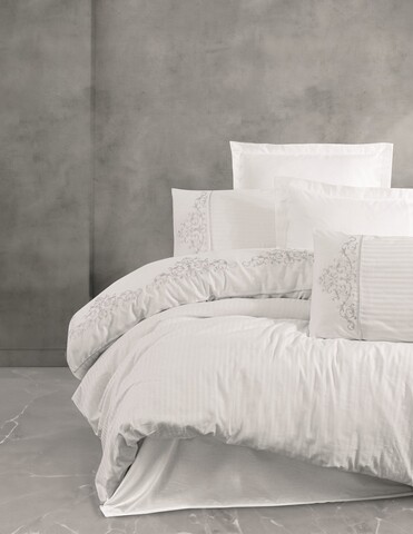 Lenjerie de pat dubla, Genny - White, Cotton Box, Bumbac Satinat