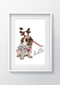 Tablou decorativ Pug, Oyo Kids, 29x24 cm, lemn/MDF, multicolor