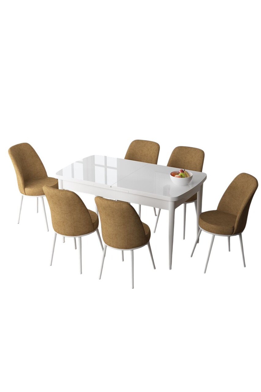 Set masa extensibila si scaune, Hanah Home, Zen, Alb / Cappuccino - view 2