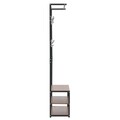 Cuier cu pantofar Entryway, InArt, 80x30x170 cm, fier/MDF, negru/maro