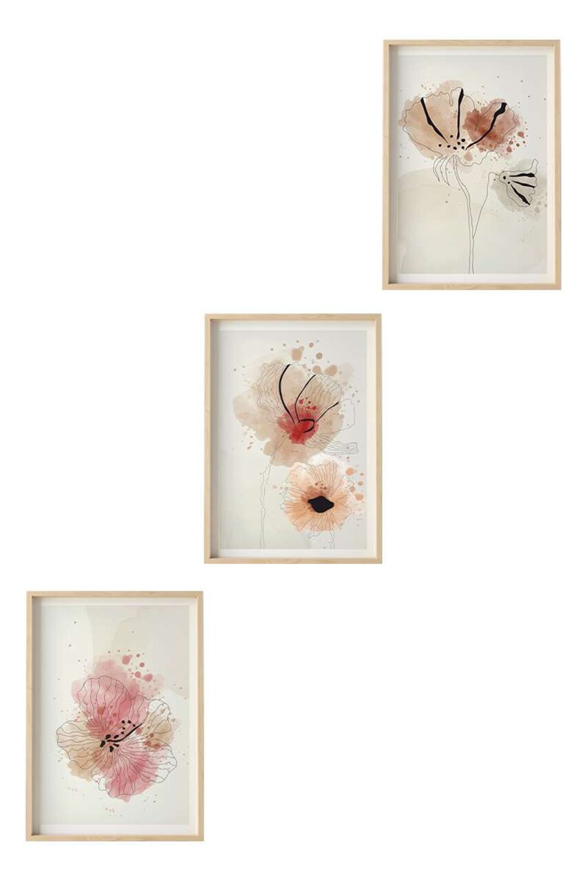Set 3 tablouri decorative, Huhu205, Cadru: 100% LEMN MASIV (Grosime: 2,5 cm), Multicolor - view 6