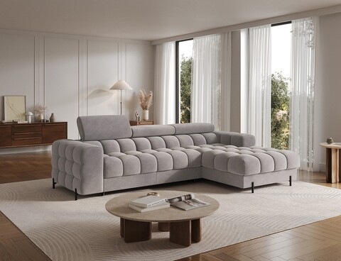 Coltar extensibil dreapta 3 locuri ELTAP, RT-04AU, Felro, 285x181x93 cm, lemn/poliester, gri