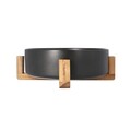 Bol salata Fincan, Homla, 32 cm, portelan/lemn, negru/natur