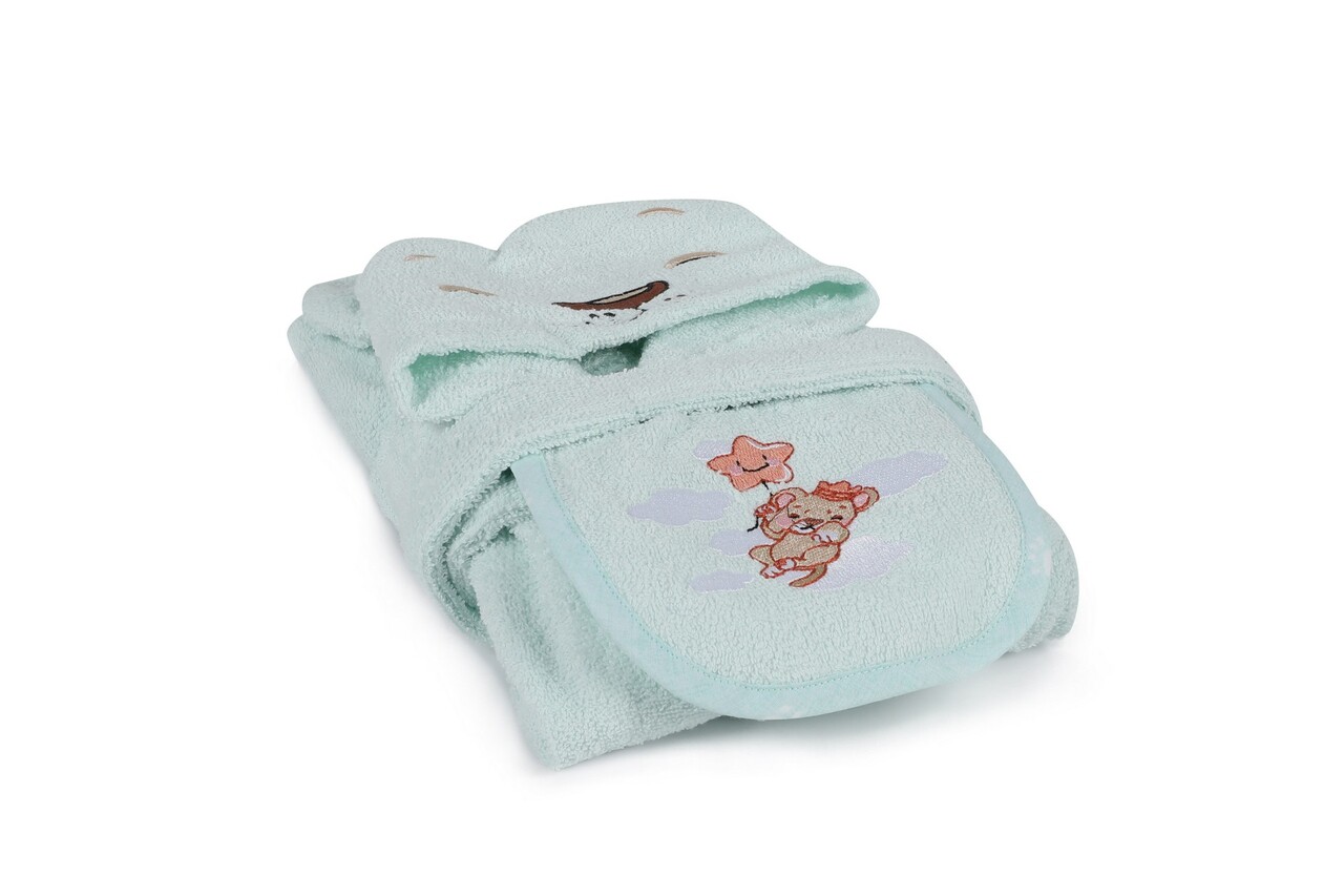 Set de baie pentru bebeluși, Cotton Box, Aslan, Bumbac, Verde menta - 2 | YEO