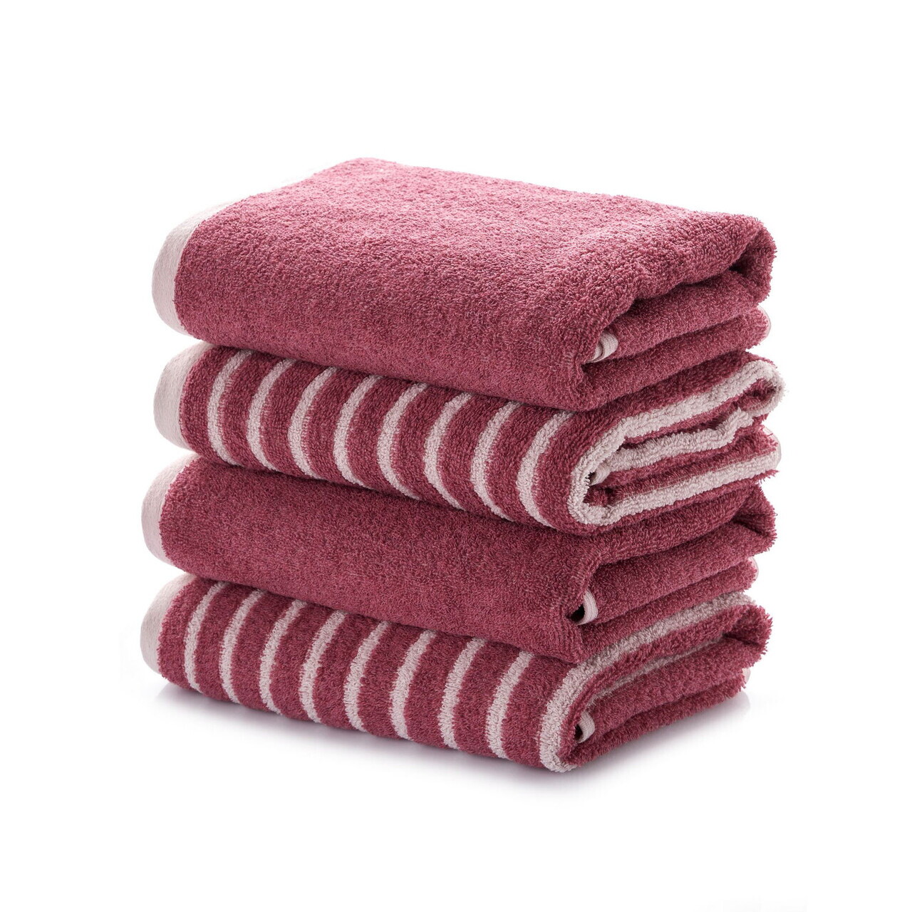 Set prosoape, L'essentiel Maison, Stripe Melange, Bumbac, Roz prafuit — imaginea 3