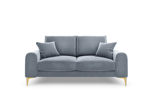 Canapea, Madara, Mazzini Sofas, 2 locuri, gold legs, 172x102x90 cm, catifea, albastru deschis