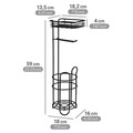 Suport pentru hartie igienica si perie toaleta Roll, Wenko, 16x18x59 cm, otel, negru