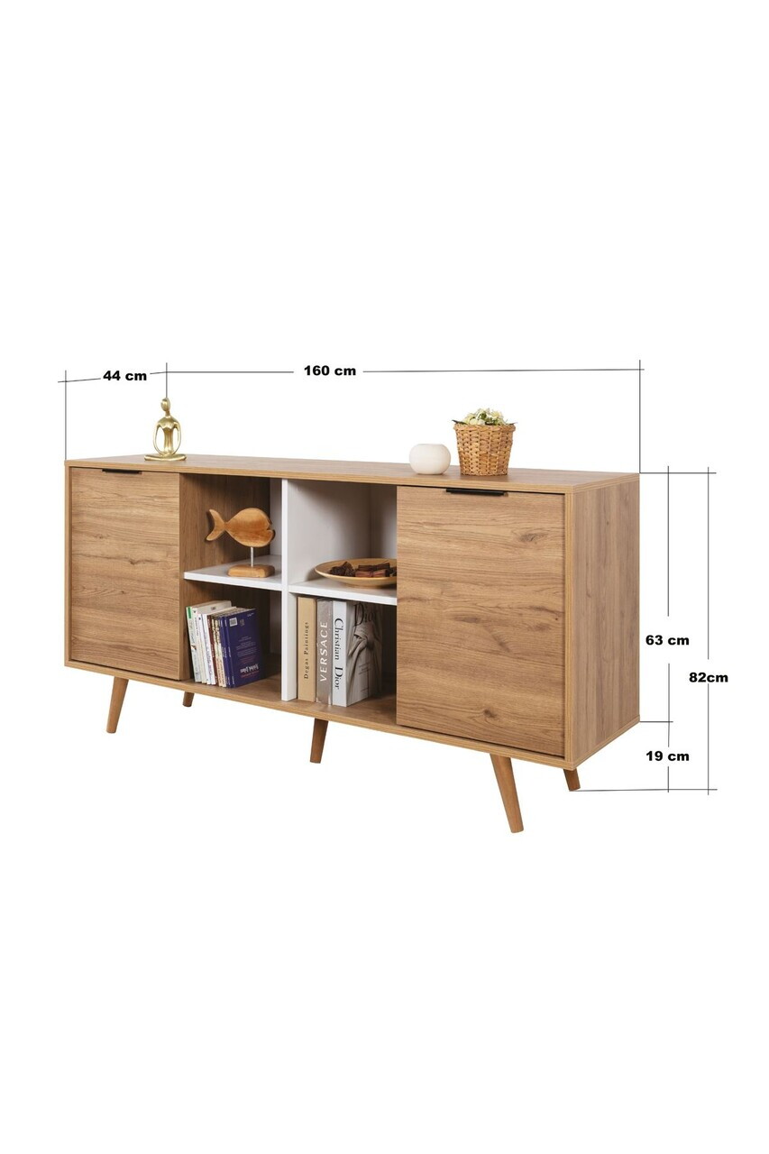 Consola, Hanah Home, Sina 4621, 160x82x44 cm, PAL, Stejar Safir / Alb — imaginea 7